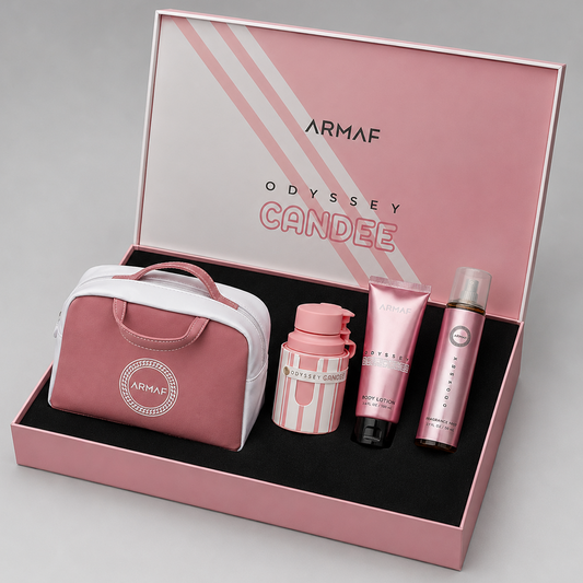 KIT Odyssey Candee 100ml · Perfume + Crema + Splash + Bolso Exclusivo