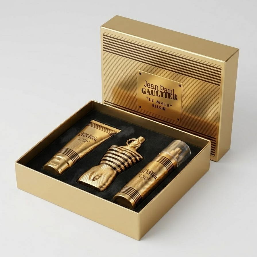 KIT Jean Paul Gaultier Le Male Elixir · Perfume + Crema + Splash
