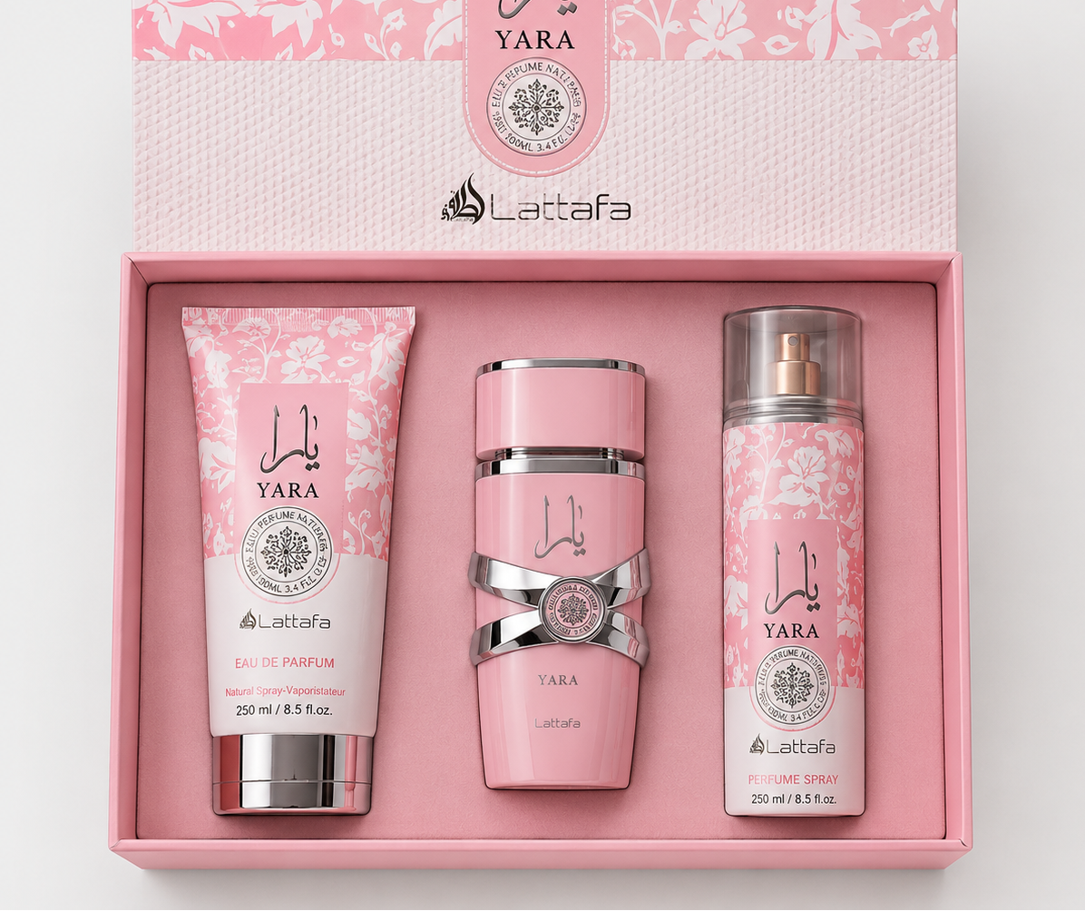 KIT Lattafa Yara 100ml ·  Perfume + Crema + Splash