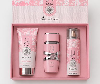 KIT Lattafa Yara 100ml ·  Perfume + Crema + Splash