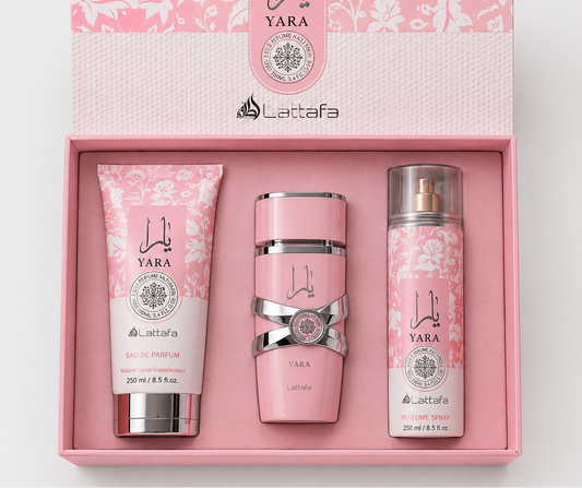 KIT Lattafa Yara 100ml ·  Perfume + Crema + Splash