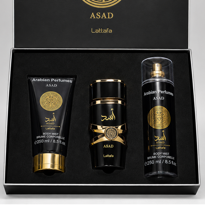 KIT Asad 100ml · Perfume + Crema + Splash
