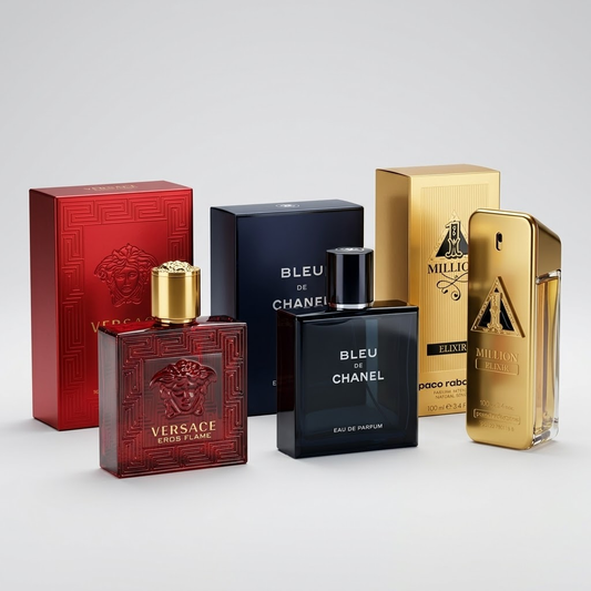 COMBO Versace Eros Flame + Bleu de Chanel + One Million Elixir 100ml