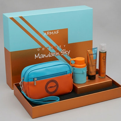KIT Odyssey Mandarin Sky 100ml · Perfume + Crema + Splash + Bolso