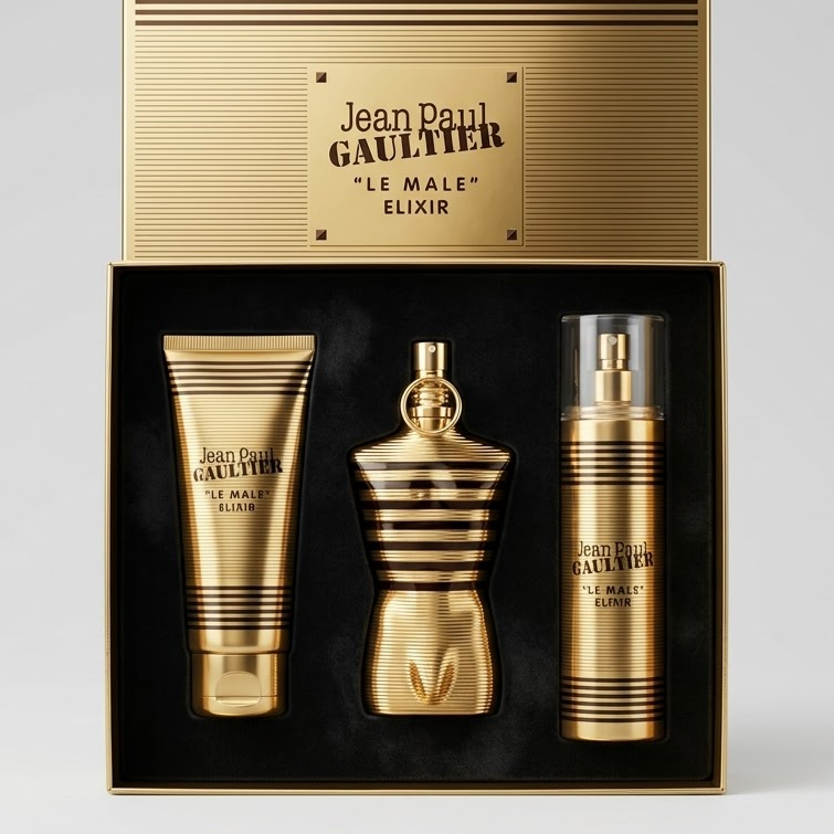 KIT Jean Paul Gaultier Le Male Elixir · Perfume + Crema + Splash