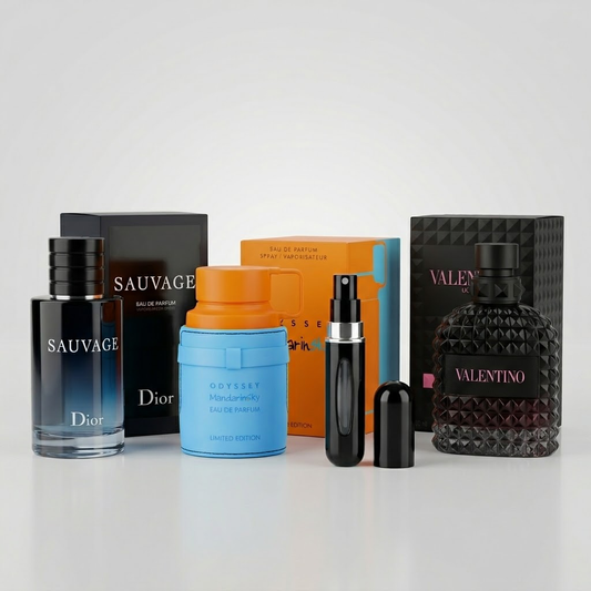 COMBO Dior Sauvage + Mandarin Sky + Valentino Intense 100ml + Perfumero