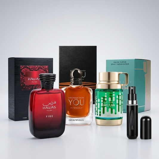 COMBO Hawas Fire + Stronger With You Intensely + Odyssey Aqua 100ml + Perfumero